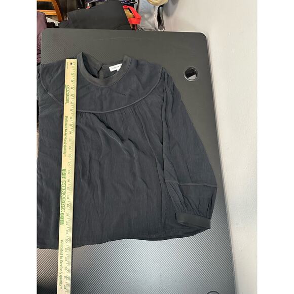 Amour Vert Silk Blouse Longsleeve Top Lightweight Black Size Large - Picture 7 of 10